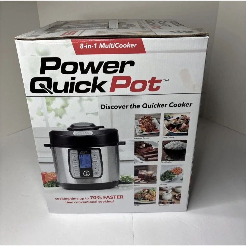 POWER QUICK POT 6 Quart 1200 Watt Stainless 8 in 1 One Touch Multi Cooker
